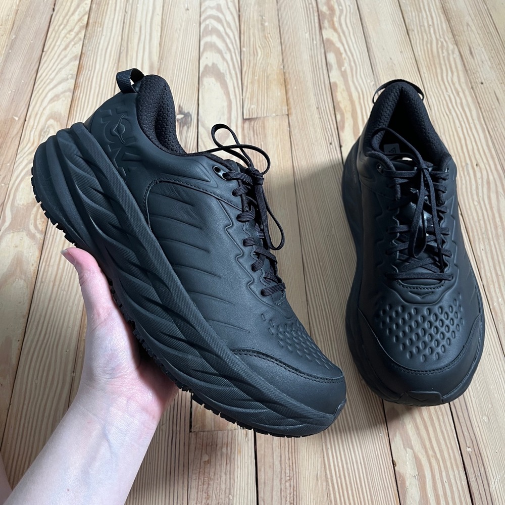 Hoka One One Bondi SR Mens Size 13 Black Slip Resistant Work Sneakers WORN 1x
